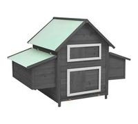 vidaXL Poulailler Bois de sapin massif Gris et blanc 150x96x110 cm