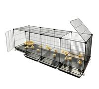 Poulailler Intérieur avec Plateau Amovible Et Extension Enclos Maison pour Petits Animaux avec Mangeoire Abreuvoir Maillee Métallique À Mailles De 1,5cm Cage pour Canards Lapins(142x46x41cm)