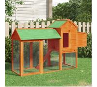 Poulailler - KON - 193x65x117 cm - Bois massif de pin - Couleur marron - Plateau extractible