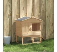Poulailler Marron 75 x 60 x 89 cm en bois de pin avec toit de protection et porte verrouillable pour Petits Animaux 49006