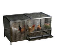 Poulailler Métallique en Acier Galvanisé Portail d'alimentation Indépendant | Grille à Maillons Renforcés, Bords Sans Bavures, Système de Verrouillage à Butée, Base Surélevée(Black,120*60*62CM)