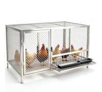 Poulailler Métallique en Acier Galvanisé Portail d'alimentation Indépendant | Grille à Maillons Renforcés, Bords Sans Bavures, Système de Verrouillage à Butée, Base Surélevée(Metallic,100*60*62CM)