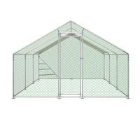 Poulailler Ouvert 3x6x2 m avec Toit Imperméable et Grille d'Escalade Métallique