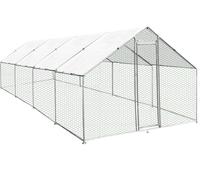 Enclos Poulailler 3mx8mx2m Cage Volière Parc Grillagé Animaux Volaille Canard