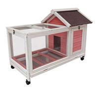 Poulailler Pas Cher avec Plateau Coulissant Et roulettes Clapier en Bois p Lapin Et Autres Rongeurs Toit en Asphalte Utilisable À L'intérieur comme À L'extérieur(Rose)