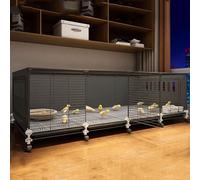 Poulailler Pas Cher Fabriqué en Treillis Métallique Et en Matériau PP Cage À Poulet Cryptée avec roulettes Et Plateau pour Cage De Poulailler, Caille, Furet(Gray,140 * 45 * 48CM)