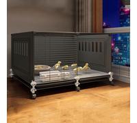 Poulailler Pas Cher Fabriqué en Treillis Métallique Et en Matériau PP Cage À Poulet Cryptée avec roulettes Et Plateau pour Cage De Poulailler, Caille, Furet(Gray,70 * 45 * 48CM)