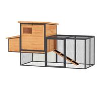 Poulailler - PawHut - avec enclos, pondoir, tiroir à déjection et toit ouvert - en bois et acier - 192x81,5x104cm - orange