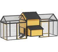 Poulailler PawHut avec nichoir & rampe en bois, 247 x 125 x 113,5 cm, Jaune