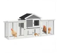 Poulailler - PawHut - modèle chalet - multi-équipé : rampes, nichoirs, perchoirs, plateau excrément, fenêtre, portes - bois massif