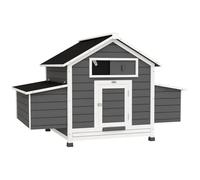 Poulailler - PawHut - pour 4 poules - pondoir, toit imperméable ouvrable, tiroir amovible - bois de sapin - 150x100x96,5cm - gris