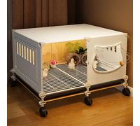 Poulailler Plastique 2 Poules Fabriqué en PP Et en Fer Cage À Volaille Petit Poulailler Pas Cher avec Plateau Et roulettes Universelles Facile À Assembler(White,70 * 45 * 45CM)