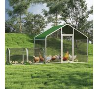 Poulailler pour 10 à 12 poules - Enclos avec tuyau galvanisé - Avec bâche et 2 tunnels - 400 x 150 x 170 cm