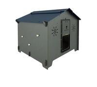 Poulailler pour 8 10 Poules Polly Chalet L Grey avec 2 perchoirs 2 Places nid extérieur Porte sûre Anti-prédateur fabriqué en stratifié résistant HPL Anti-acarien Rouge (fabriqué en Italie)