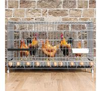 Poulailler pour 8 à 16 Poules, Enclos Poulailler avec Roues et Collecteur D'œufs, Voliere Exterieur pour Ferme D'extérieur(150cm/59.0in)