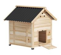 Poulailler pour canards - PawHut - toit ouvrant, double porte et trous de ventilation - bois - 78x90x92cm - effet bois naturel