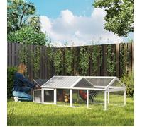 Poulailler pour poules cage à poule avec nichoir porte et toit ouvrable pour 4 et 8 poules 240 x 112,5 x 76 cm blanc