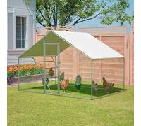 Poulailler Renforcé 3x2m avec Échelle de Perchoir, Enclos Poule Serrure de Sécurité, Toit Imperméable UV et Tubes Acier 1mm, Parc à Volailles pour Poules, Pigeons, Canards et Dindes