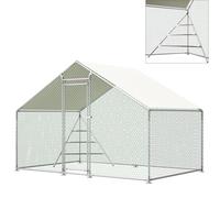 Poulailler résistant à l'hiver 3 x 2 m - Enclos sûr en métal avec toit, bâche imperméable et porte de serrure pour l'extérieur