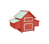 Poulailler Rouge et blanc 150x96x110 cm Bois de sapin massif