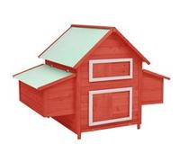 Poulailler Rouge et blanc 150x96x110 cm Bois de sapin massif Rouge et blanc G