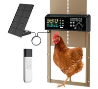 Poulailler solaire automatique avec télécommande programmable 6 modes | Porte automatique en aluminium, anti-pincement activée par pression, écran LCD couleur, fonctionnement par tous les temps