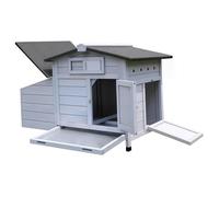 Poulailler sur Pilotis en Bois - Nid de Ponte, Anti-prédateurs, Nettoyage Facile, 104x60x72 cm, Gris Clair