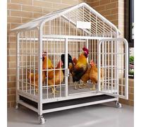 Poulailler sur roues - Grande cage à volaille avec tube carré épais, design de plateau surdimensionné, coussinets en maille cryptée pour une durabilité accrue