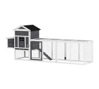 Poulailler - PawHut - avec pondoir, niche séparée, plusieurs portes, bac amovible - pour 3 à 6 poulets - en bois massif - blanc