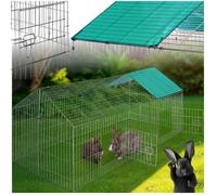 tectake® Clapier Lapin Exterieur Cage Cochon d'Inde Cage Lapin & Autres rongeurs 180 x 75 x 75 cm en Métal avec Parc XXL Sol sans Fond 2 Portes verrouillables & Protection Pare-Soleil Toit