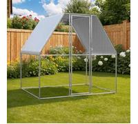 vidaXL Poulailler Cage à poulet 2x2x2 m acier galvanisé, porte verrouillable, argenté et gris
