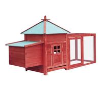 Poulailler - vidaXL - Rouge - Bois de pin massif - 190x72x102 cm - Pour 4 poules