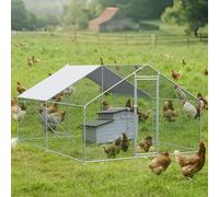 Poulailler XXL - 3 x 4 x 2 m - Auvent - Jusqu'à 10 poules - Volière en métal - Enclos extérieur pour poules, lapins et petits animaux