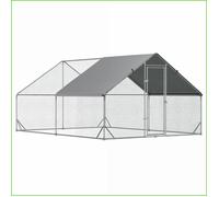 Poulailler XXL avec Enclos - PawHut - Pour 8-12 Poules/Caniards/Lapins - Métal Argenté