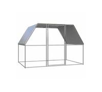 vidaXL Poulailler 155889 – Cage à poules 3x2x2 m, acier galvanisé, argent/gris, porte verrouillable