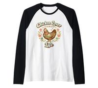 Poule à Fleurs Vintage Chicken Lover Life Cottagecore Farm Girl Manche Raglan