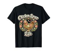 Poule à Fleurs Vintage Chicken Lover Life Cottagecore Farm Girl T-Shirt