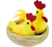 Poule avec coq dans le nid 8x10 cm
