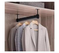 Poule de plafond en aluminium noir lourd support de poteau de poteau de placard facile à installer et à couper l'organisation de la garde-robe avec rail de vêtements / barre de suspension L 115