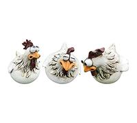 Poule Decorative Jardin, Statues de Jardin drôle Extérieur Fée Jardin Décoration, Poulet en Résine Drôle Décoration de Jardin en Forme de Poule Figurine Animaux Sculptures (3 Pièce)