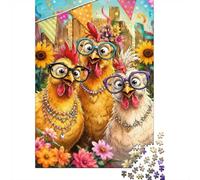 Poule Lunettes Fleurs 1000pcs Mini Puzzle pour Famille Difficile | 38x26cm Carton Décor Salon Structure Durable Cadeau Anniversaire Entraînement Cérébral
