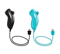 Poulep Nunchuck contrôleur Manette de Jeu pour Console Nintendo Wii U Balck and Blue