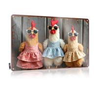 Poules dans des lunettes de soleil : trio de décorations de bureau tendance pour homme | Art mural décoratif fabriqué à la main (30 x 40 cm)