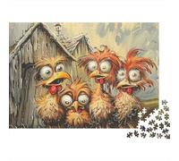 Poulet 1000 Pièces Crazy Poulet Quartet Puzzle Adulte Papier Recy nti-Stress pour S'amuser pour Débutants Facile À Assembler Édition Limitée 38x26cm/1000pcs