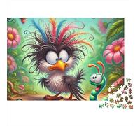 Poulet 1000 Pièces Crazy Poulet Worm Puzzle pour Adultes Carton Résistant Anti-Stress Stimuler l'esprit pour Passionnés avec Affiche Guide 38x26cm/1000pcs