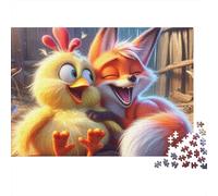 Poulet 1000 Pièces Fox Chick Rire Puzzle pour Adultes Qualité Premium Anti-Stress Stimuler l'esprit pour Adolescents 14+ avec Affiche Guide 70x50cm/1000pcs
