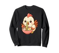 Poulet Bantam Japonais Mangeant des Nouilles Ramen Kawaii Mignonnes Sweatshirt