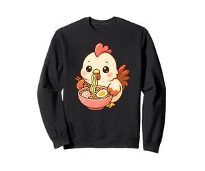 Poulet Bantam Japonais Mangeant des Nouilles Ramen Kawaii Mignonnes Sweatshirt