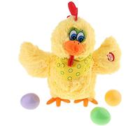 Poulet coqueur fou avec musique pour enfants, bébés et toute la famille I Peluche parlante émet des sons interactifs, pond œuf, chante et danse