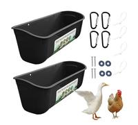 Poulet de mangeoire de clôture - 2pcs Pas de déchets Voleur Waterer Bucket Feed Trough | Récipient d'alimentation pour Le bétail avec des Clips pour Le Canard, Les Cerfs, Les Moutons